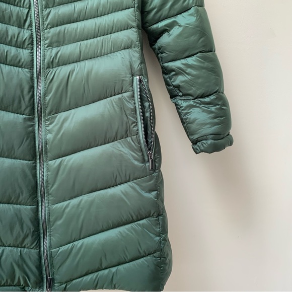 Hobbs green padded coat jacket size uk 10 removable hood - Picture 8 of 15